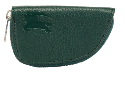 Burberry Shield Coin Pouch, &pound;190, Accessories, Green, Leather, Front view